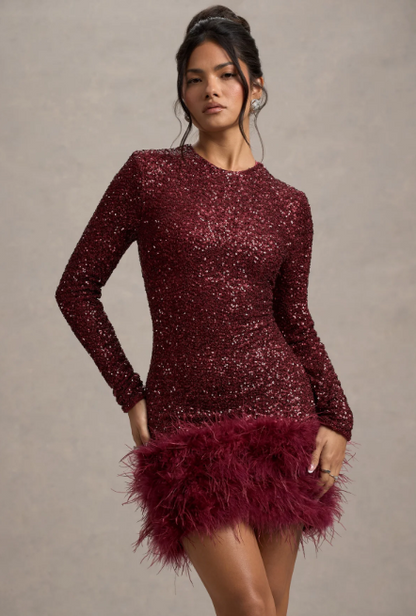 Sequin Feather Dress