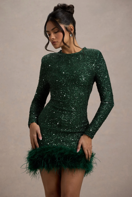 Sequin Feather Dress