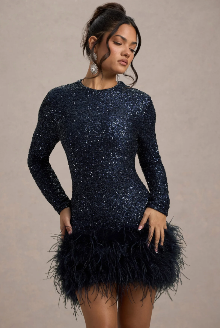 Sequin Feather Dress